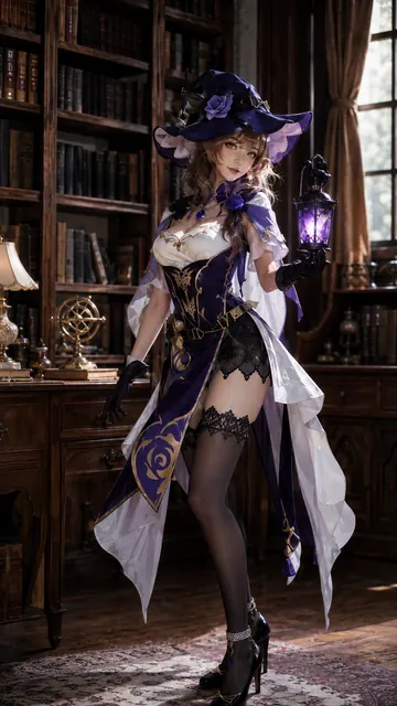 原神丽莎Cosplay——图书馆中提灯的蔷薇魔女